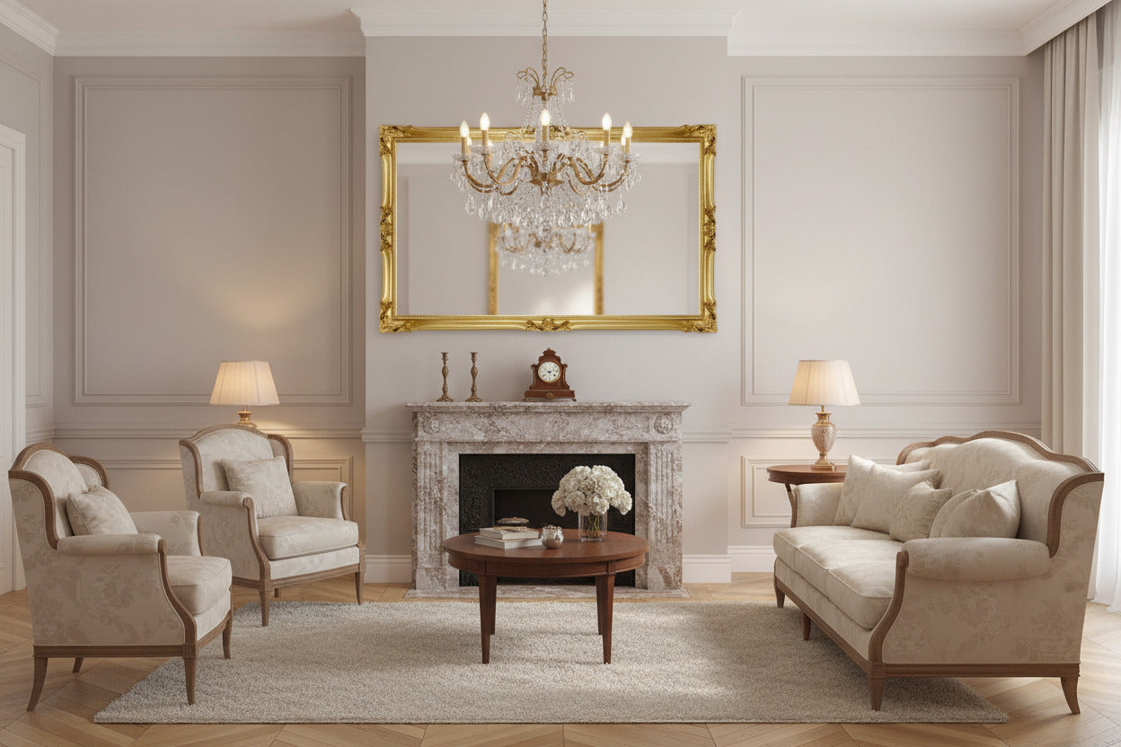 Specchio da parete grande barocco 82x142 foglia oro antico, made in Italy