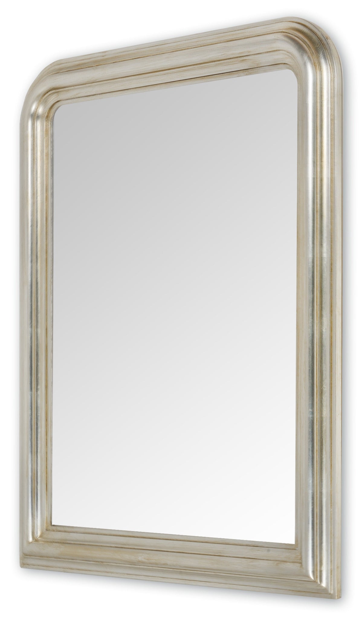 MO.WA Specchio da parete grande foglia argento antico in legno classico 83x111, Made in Italy #70