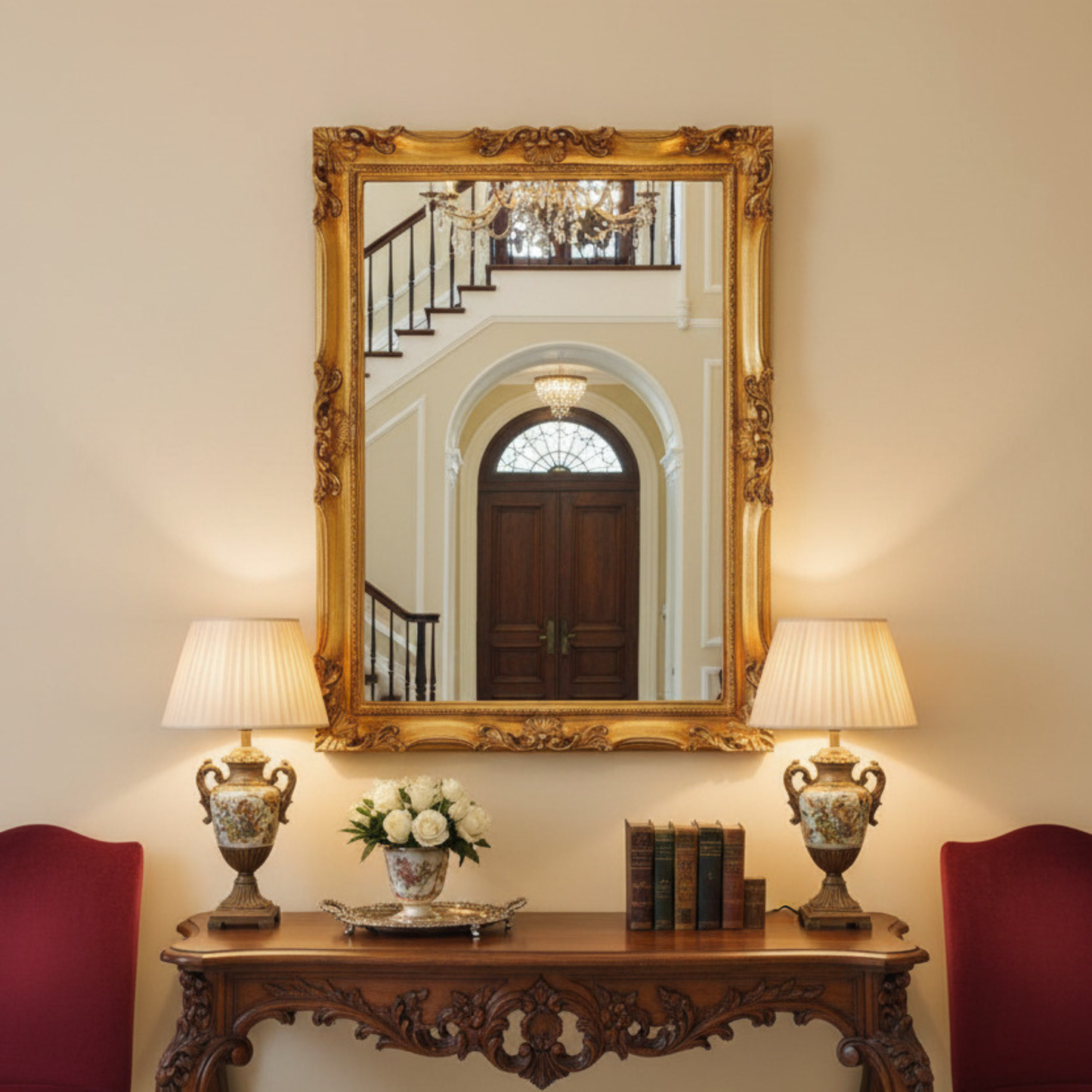Specchio da Parete classico barocco 62x82 Foglia Oro, Made in Italy #5005