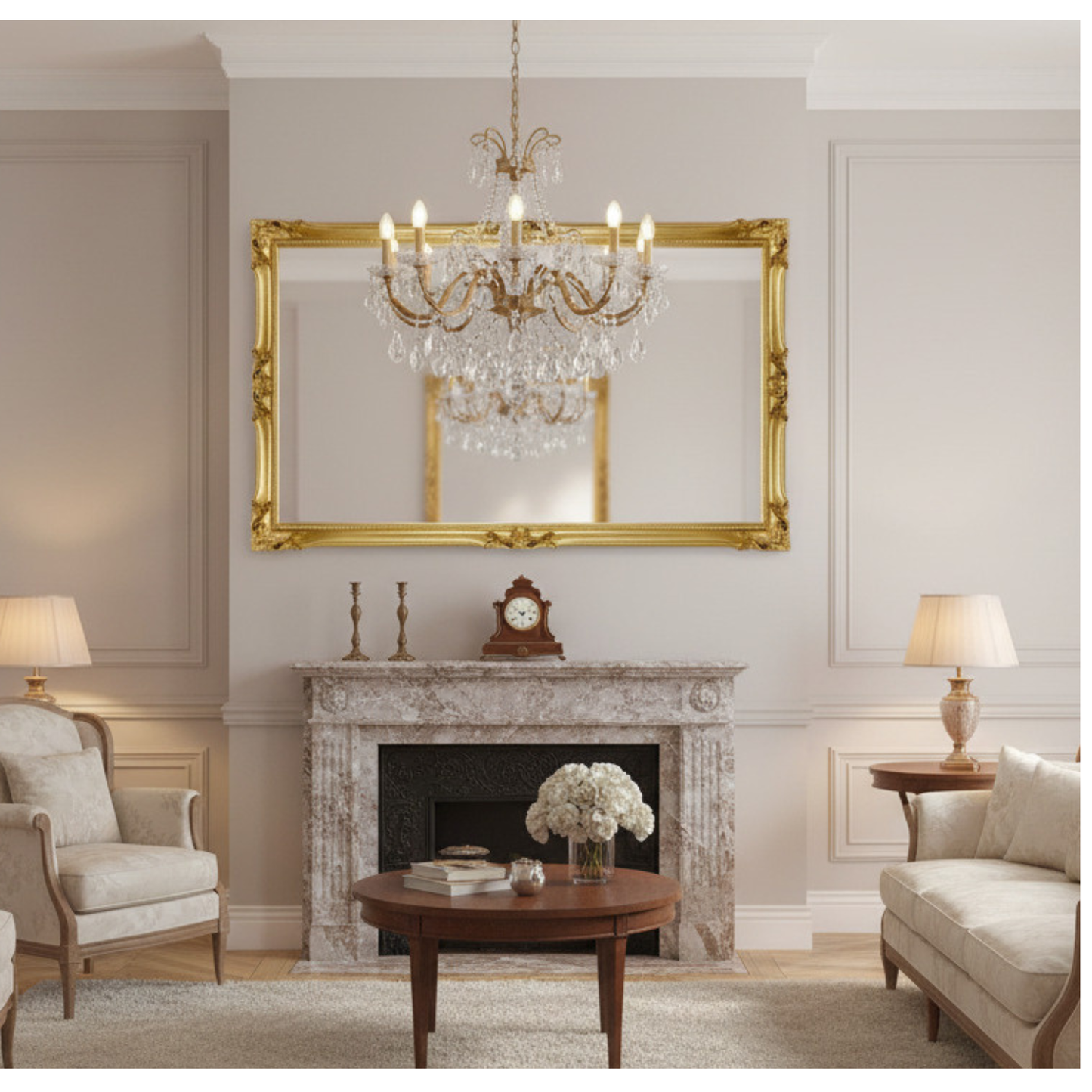 Specchio da parete grande barocco 82x142 foglia oro antico, made in Italy