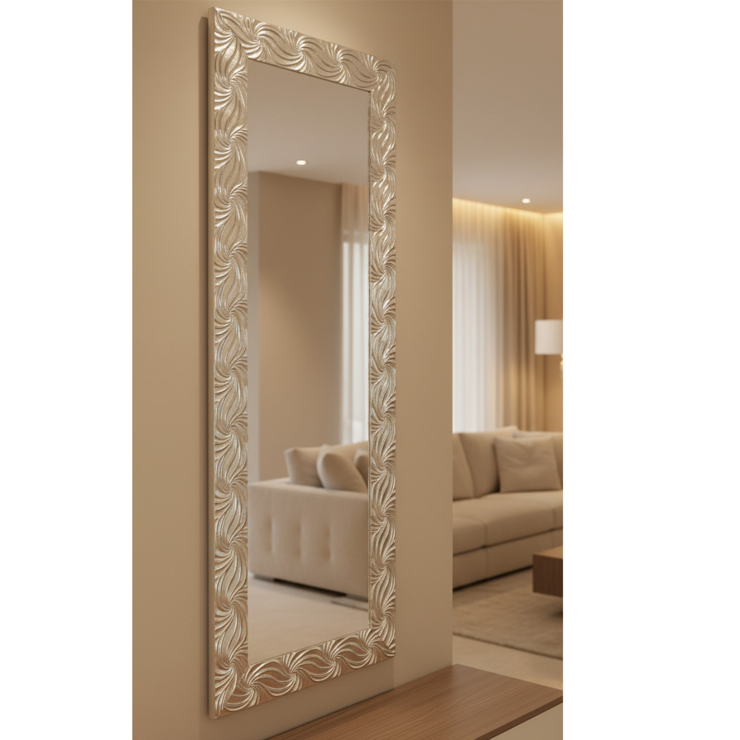 Silver wall mirror 50x145 cm Wooden Frame, made in Italy MO.WA