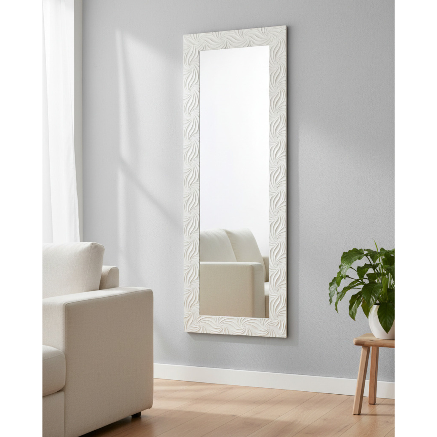 sHABBY WHITE wall mirror 50x145 cm Wooden Frame, made in Italy MO.WA