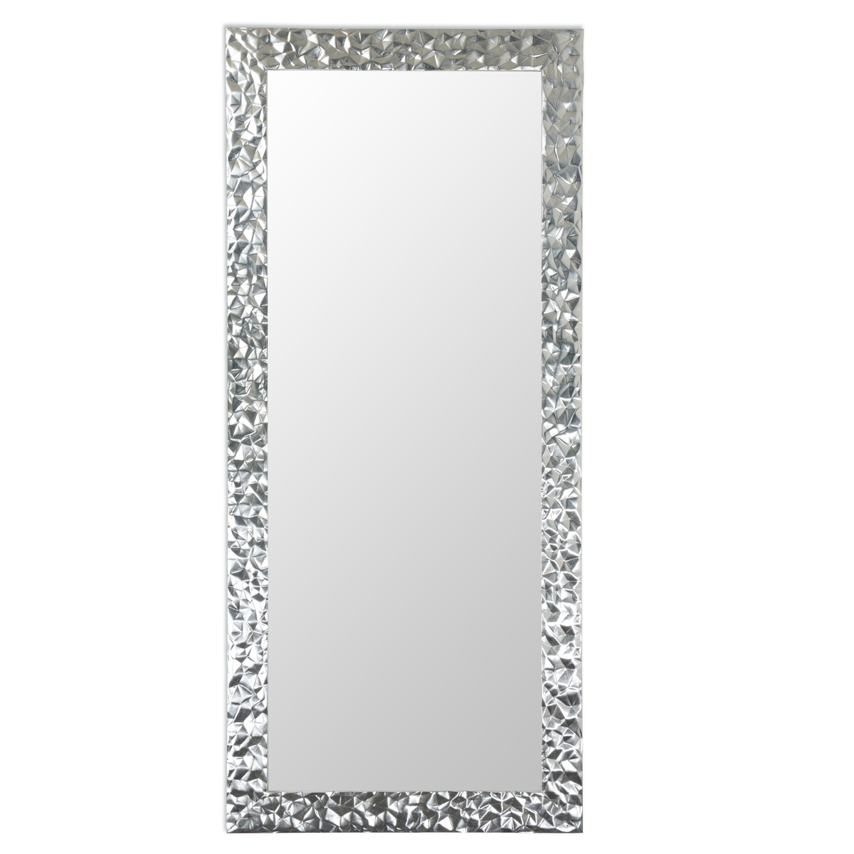 Espejo de pared moderno rectangular, hoja de plata, marco de madera, hecho en Italia