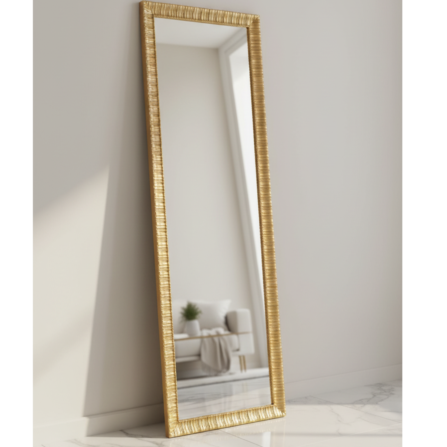 gold Wall Mirror 43x138 cm wooden Frame Made in Italy MO.WA