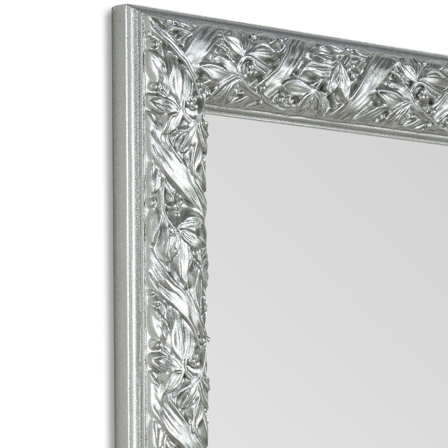 Specchio da parete argento 50x70 cm, Made in Italy, cornice in legno