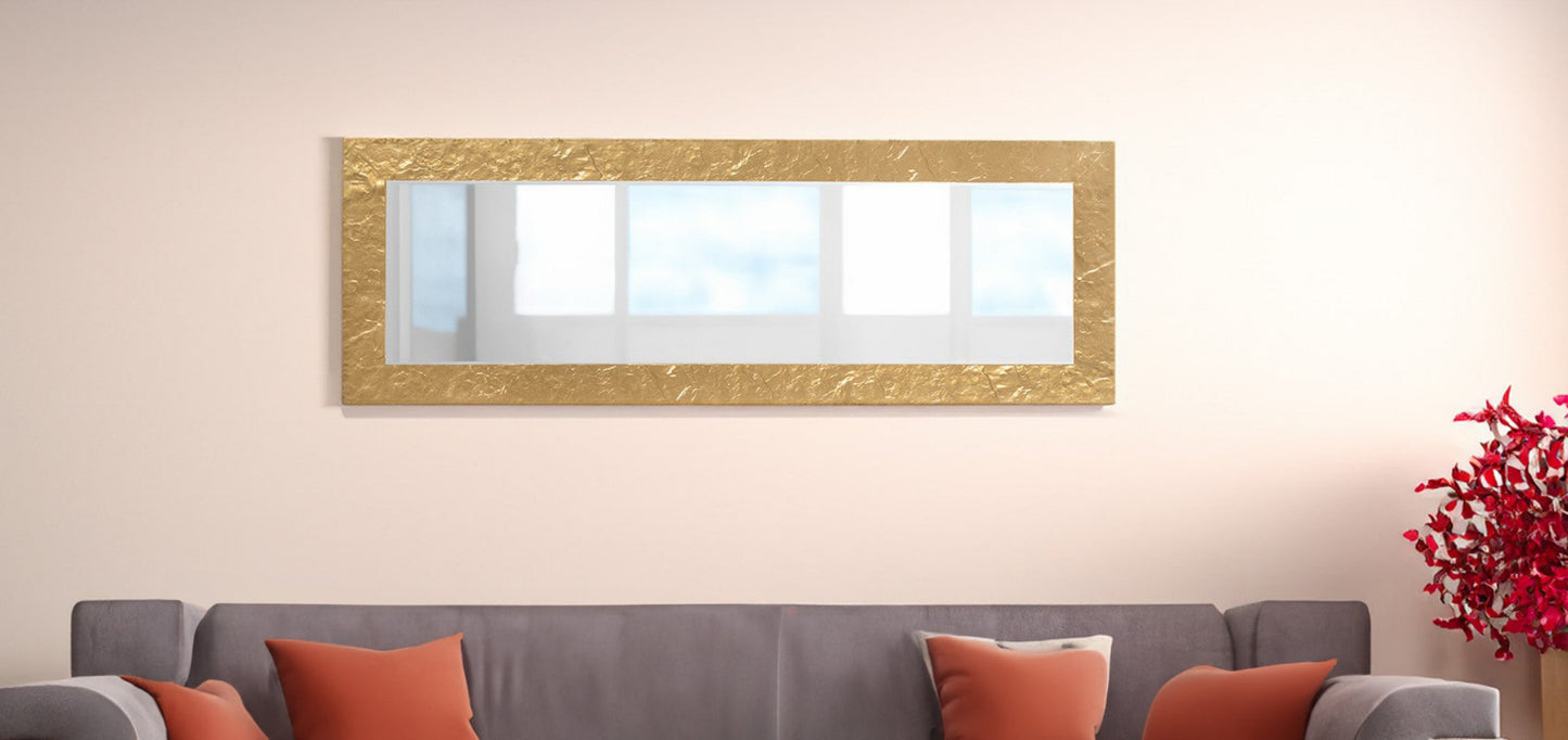 Specchio Moderno Oro 50 x 145 cm, con cornice in legno, made in Italy