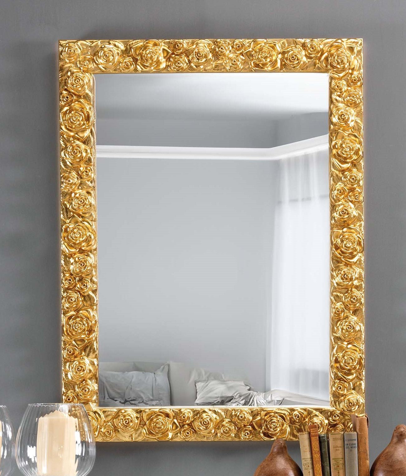 Miroir mural à la feuille d'argent 62 x 82 Fabriqué en Italie 