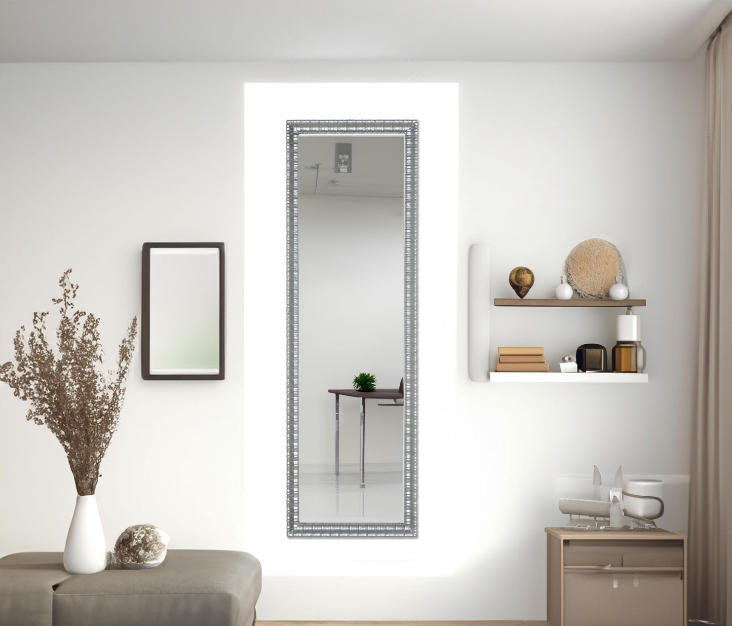 Miroir mural avec cadre en bois moderne, fabriqué en Italie #176