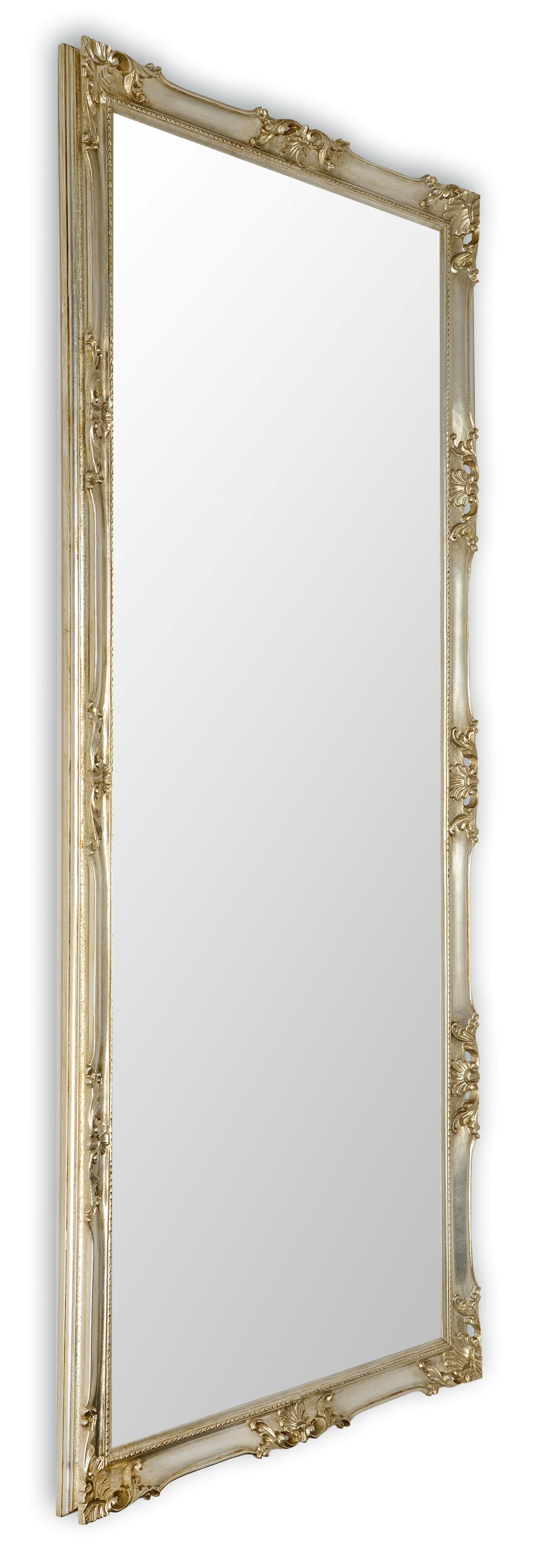 Miroir mural baroque MO.WA, grand format, 82 x 182 cm, cadre en bois argenté, fabriqué en Italie