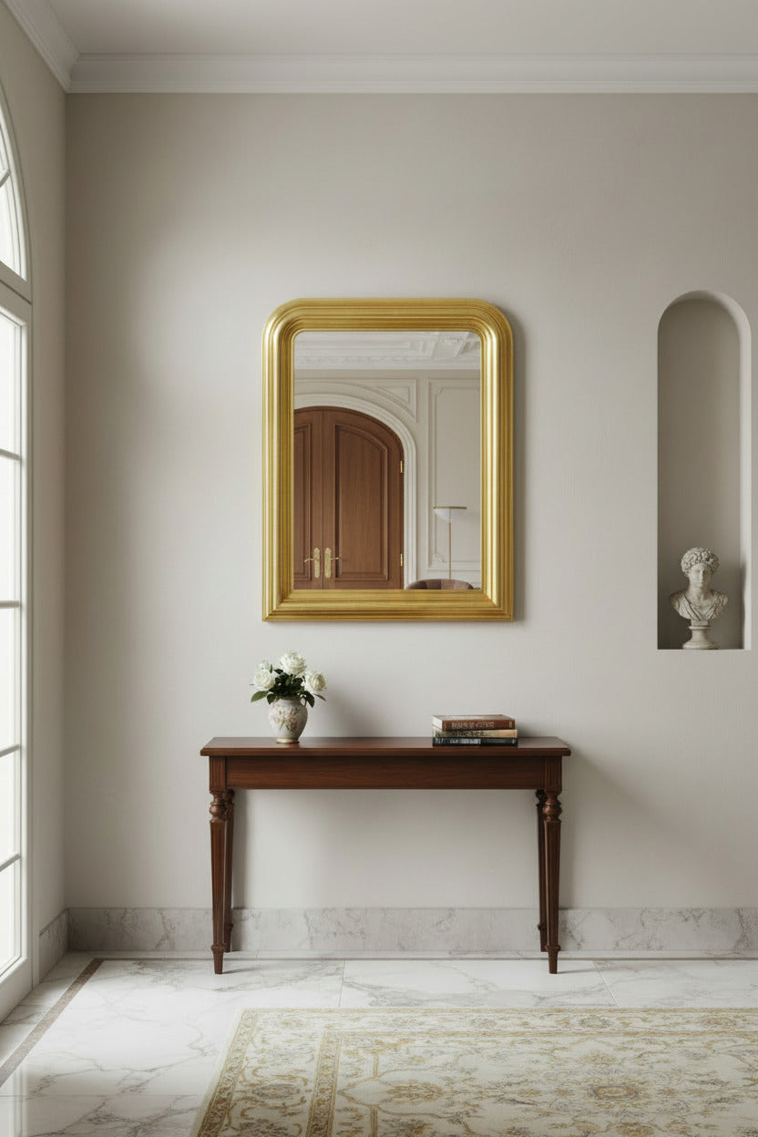 MO.WA Specchio da parete classico foglia oro, made in Italy, 67x87 cm #70