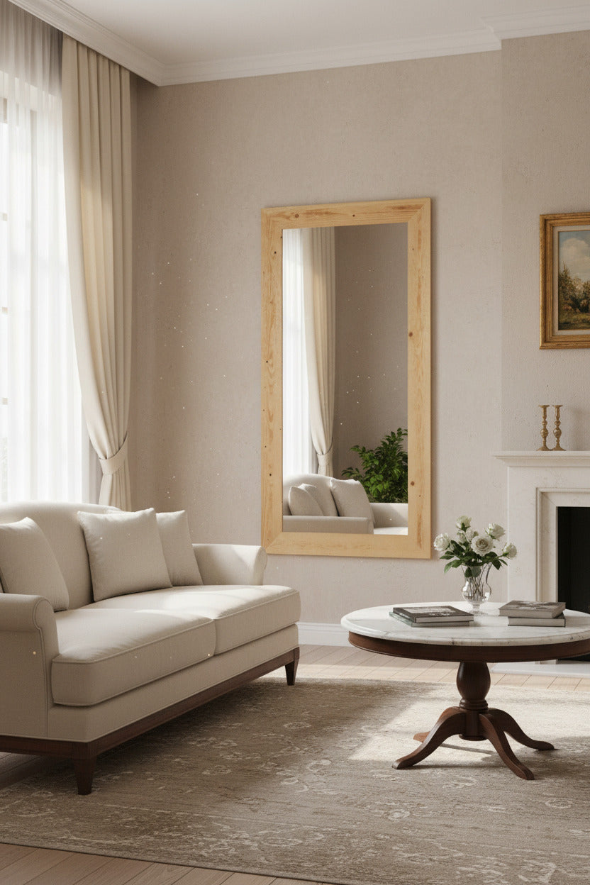 MO.WA Specchio da parete grande 82x182 cm Made in Italy cornice legno bianco shabby #8090
