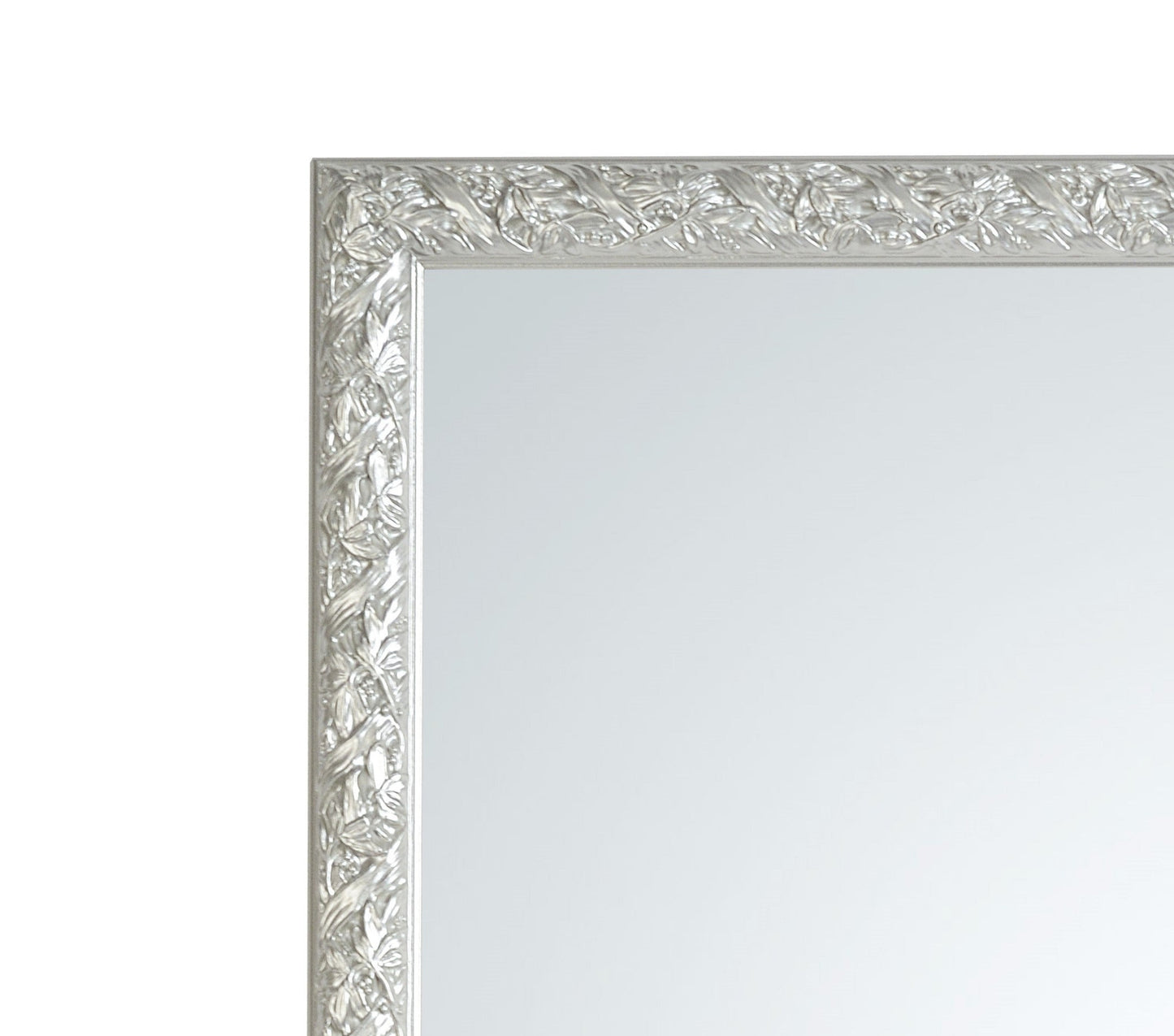 Specchio da parete argento 50x70 cm, Made in Italy, cornice in legno