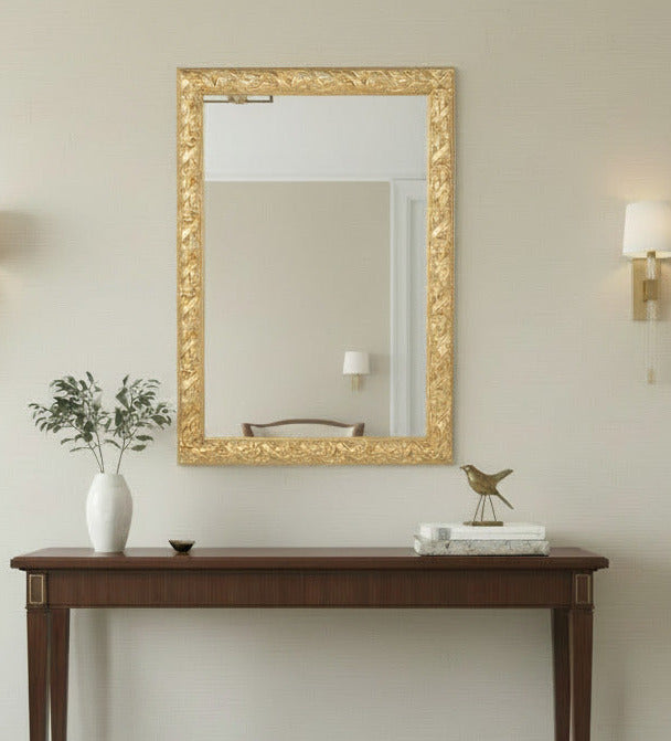 MO.WA Specchio da parete legno classico oro 50x70, Made in Italy #908_5070_ORO