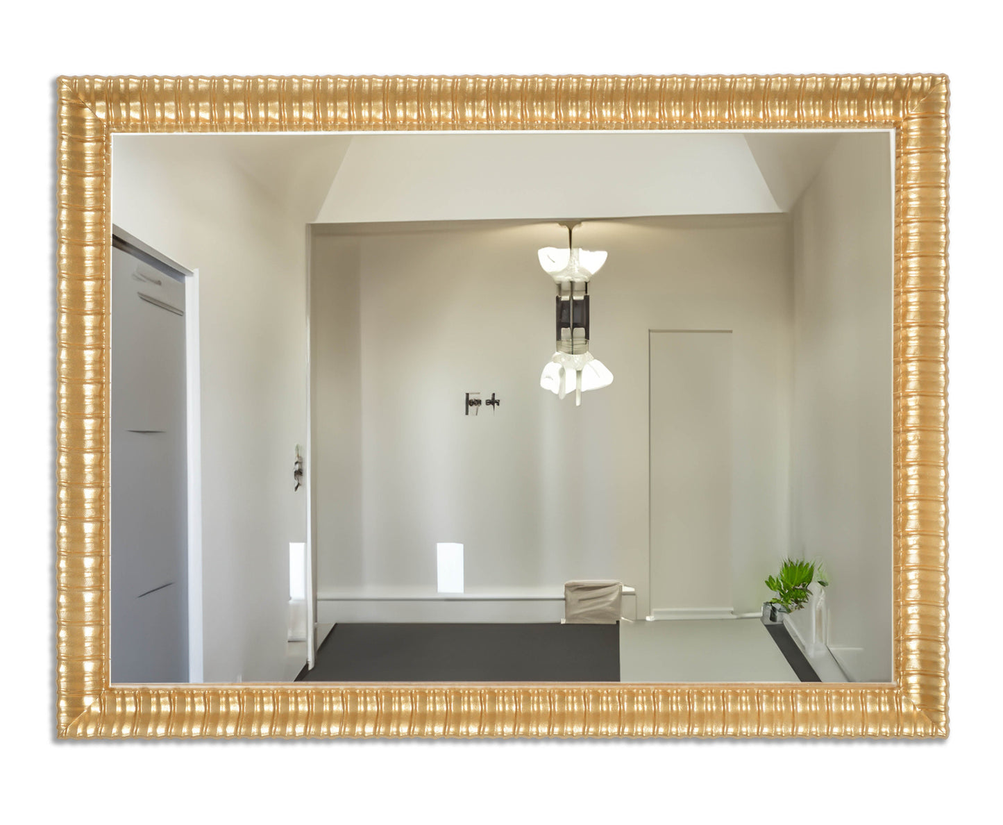 MO.WA. Specchio da Parete moderno oro, cornice in legno cm. 58x78, made in Italy #176