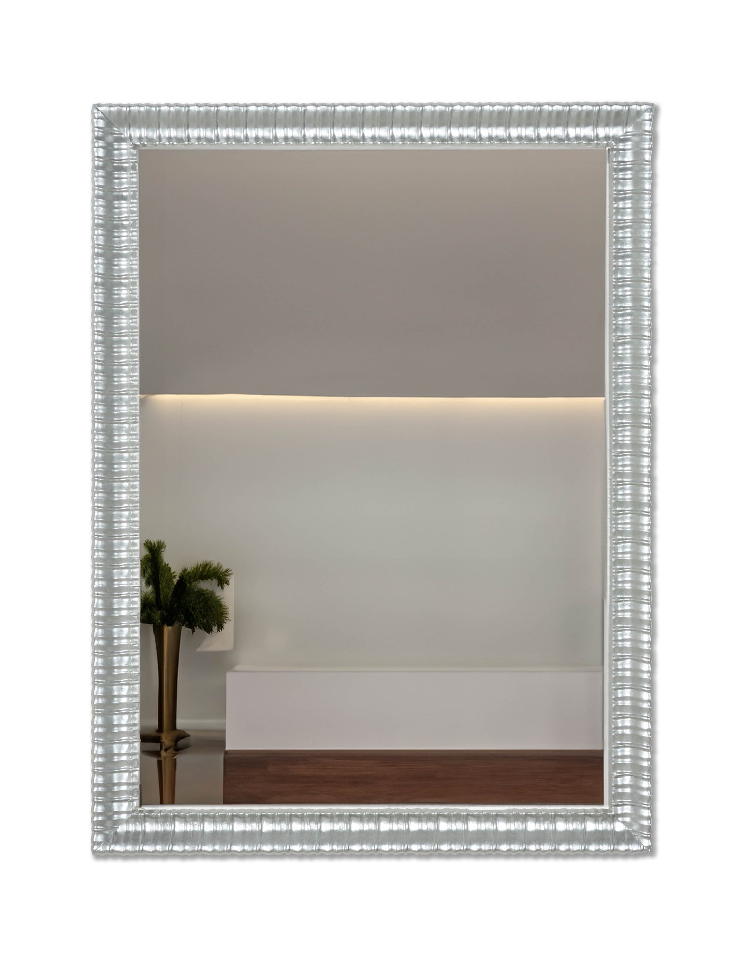 Miroir mural argenté 58 x 78 cm - Cadre en bois - Fabriqué en Italie