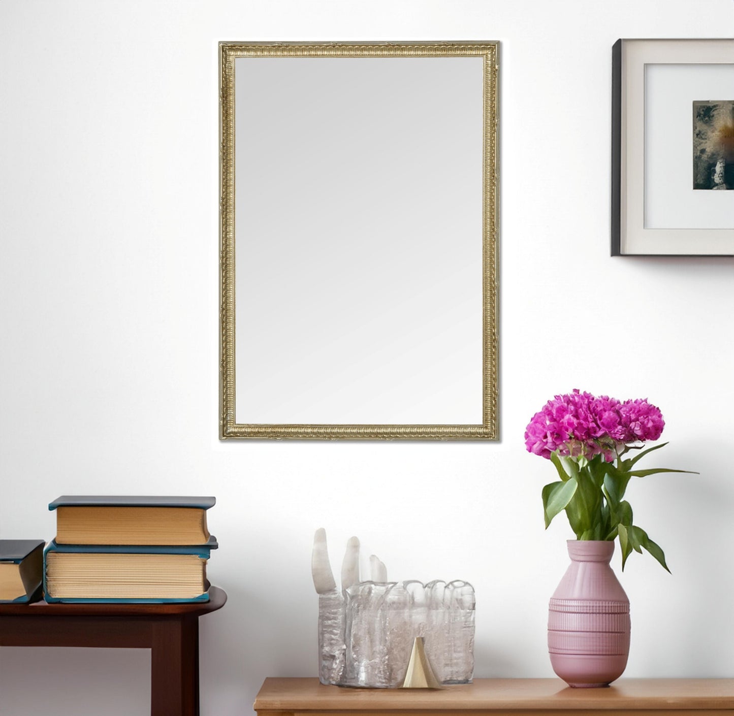 wall mirror silver antique 45x65 wooden frame, classic style made in Italy MO.WA