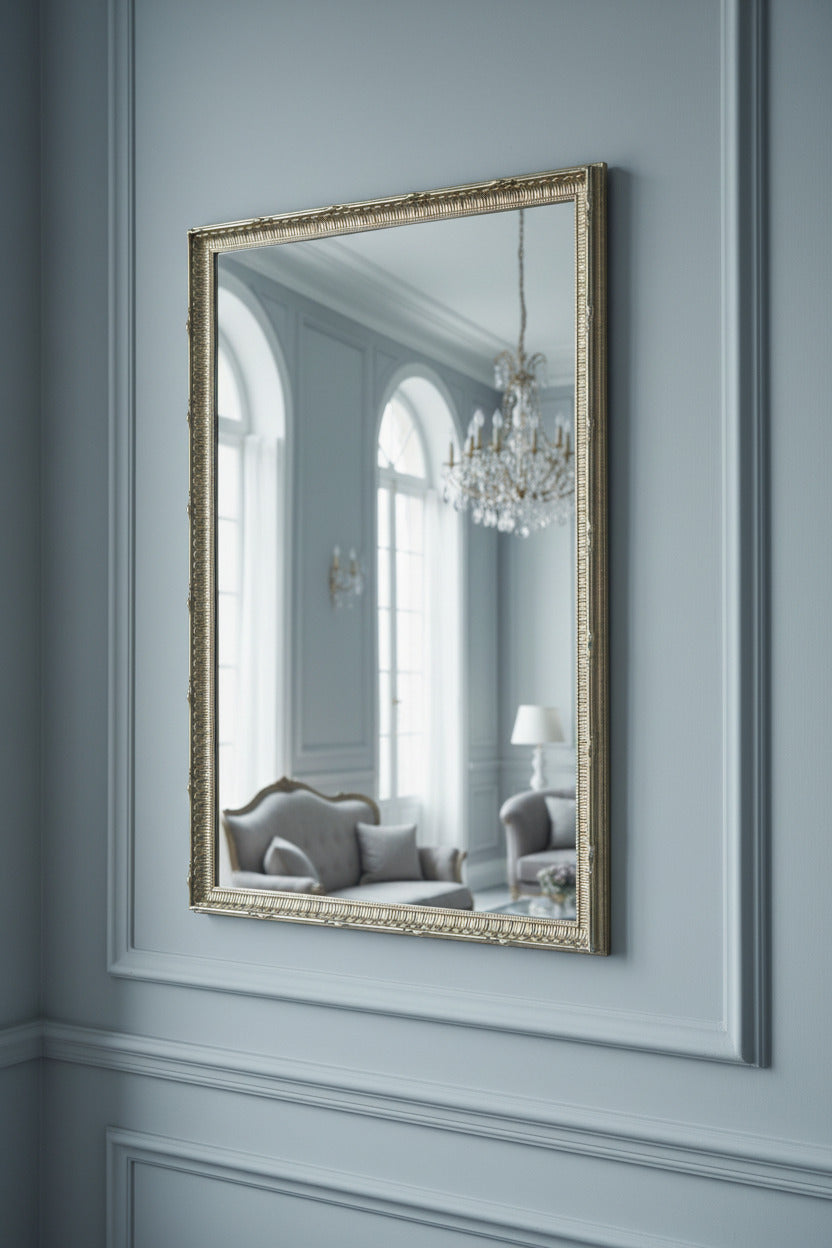 Wall mirror rectangular Silver 45x65 Wodd Made in Italy