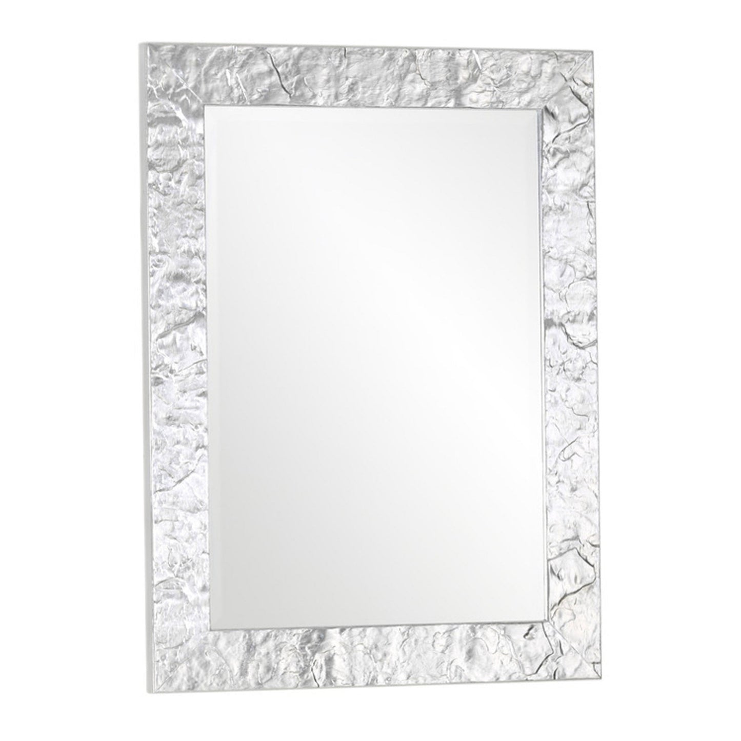 Miroir mural avec cadre moderne en bois argenté, 65 x 85 cm, fabriqué en Italie