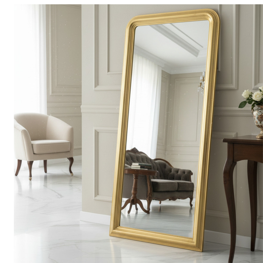 Specchio grande da parete 87x187, specchiera classica foglia oro, Made in Italy #70