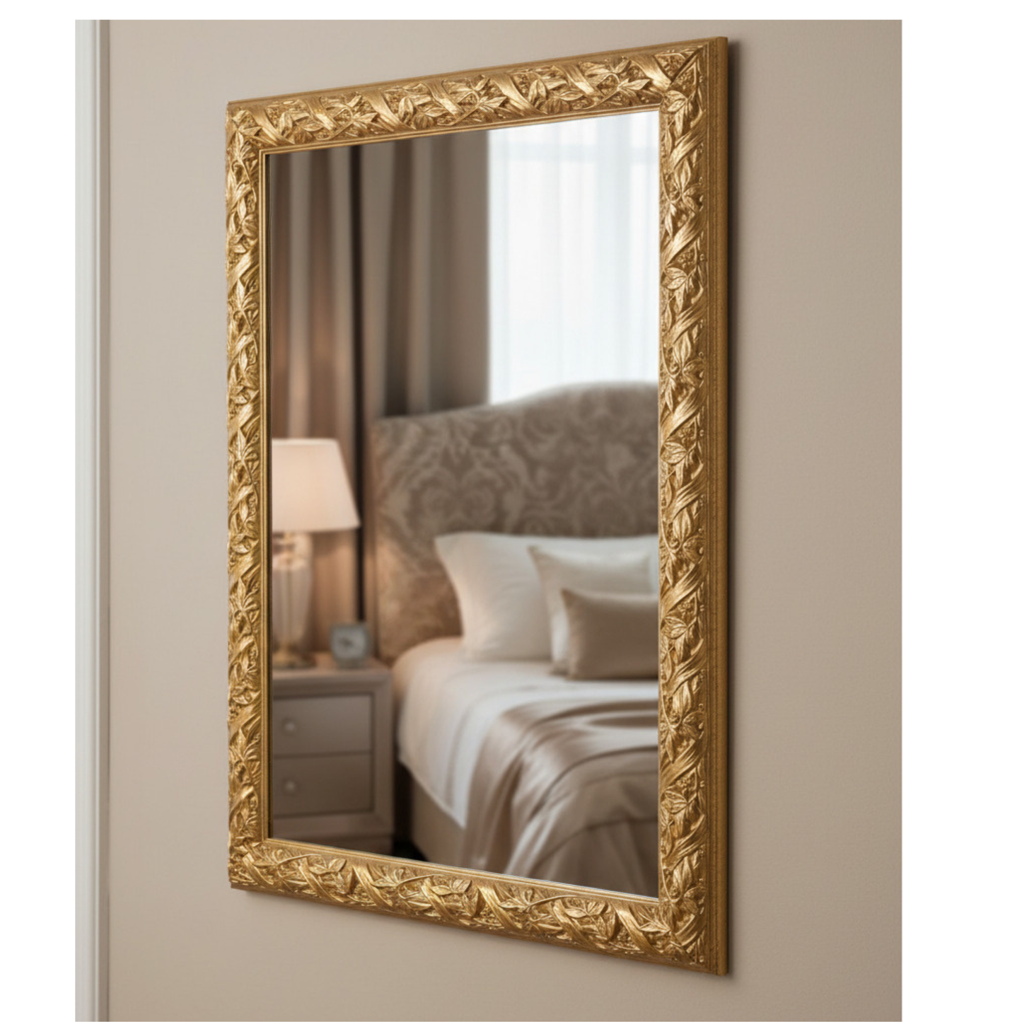 MO.WA Specchio da parete legno classico oro 50x70, Made in Italy #908_5070_ORO