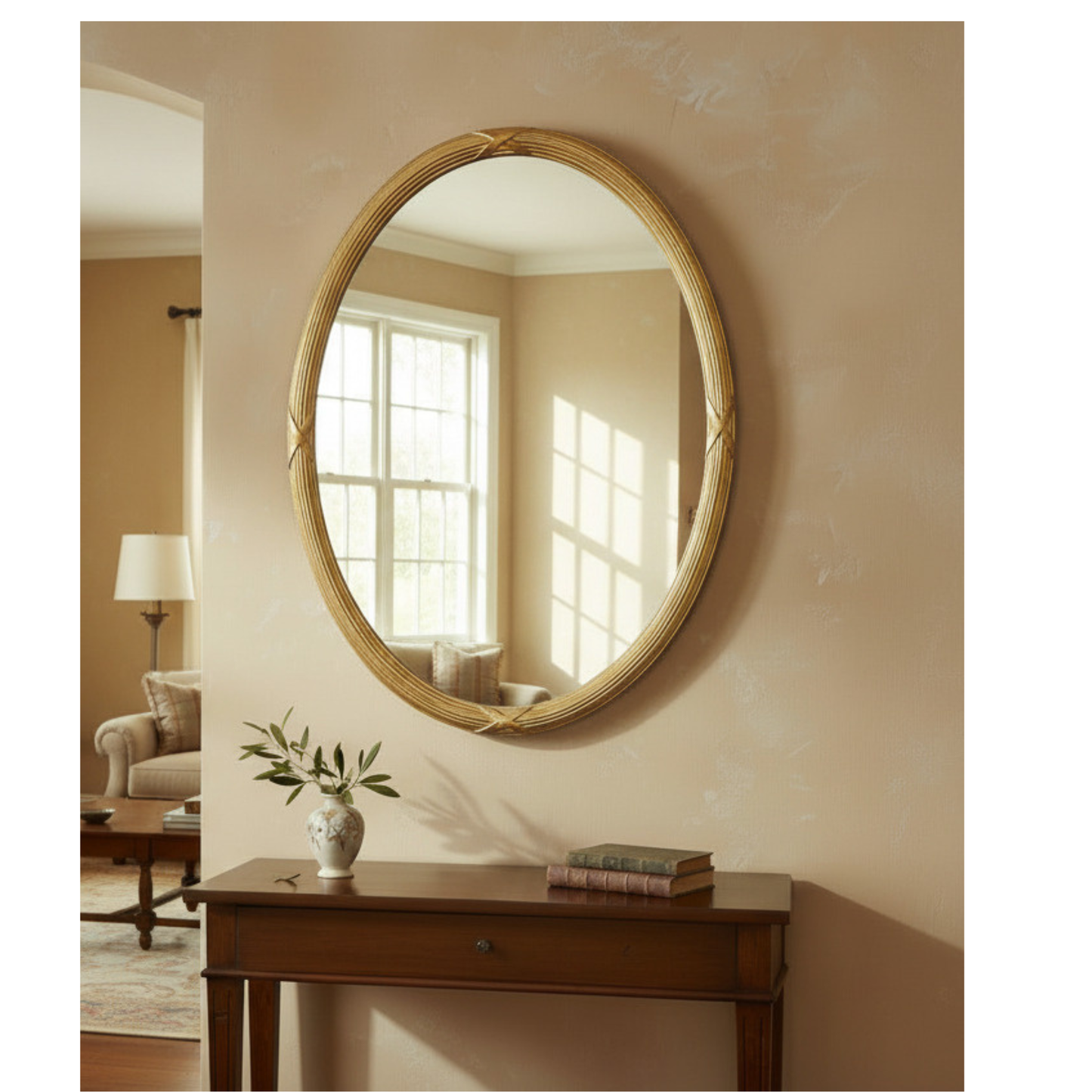 Miroir mural ovale MO.WA Classic Gold, 56 x 76 cm, style antique, fabriqué en Italie