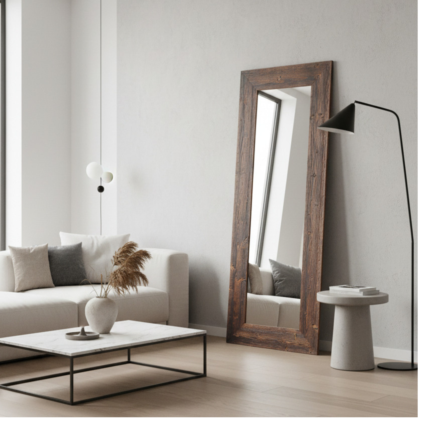 Specchio da parete moderno lungo, cornice legno wenge 57x147, made in Italy #8090