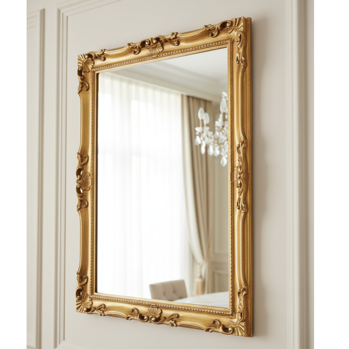 Specchio da Parete classico barocco 62x82 Foglia Oro, Made in Italy #5005
