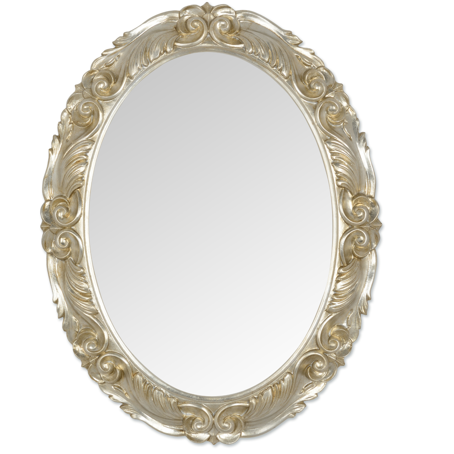 Specchio da Parete Ovale Argento 68x88 cm - Cornice legno Stile Barocco Made in Italy #4012