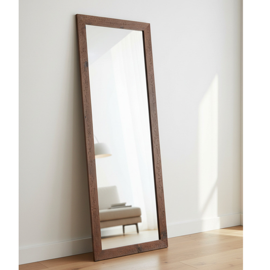 Specchio da parete legno rustico finitura wenge cm. 57x147. Made in Italy -#8090/rid