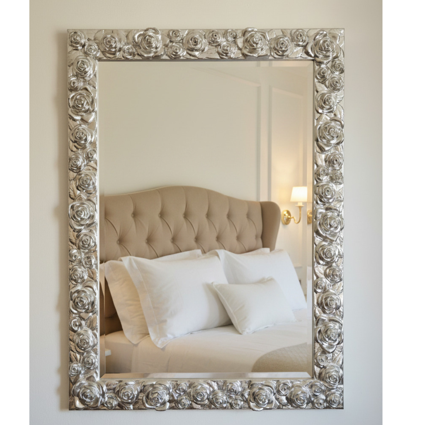 Miroir mural à la feuille d'argent 62 x 82 Fabriqué en Italie 