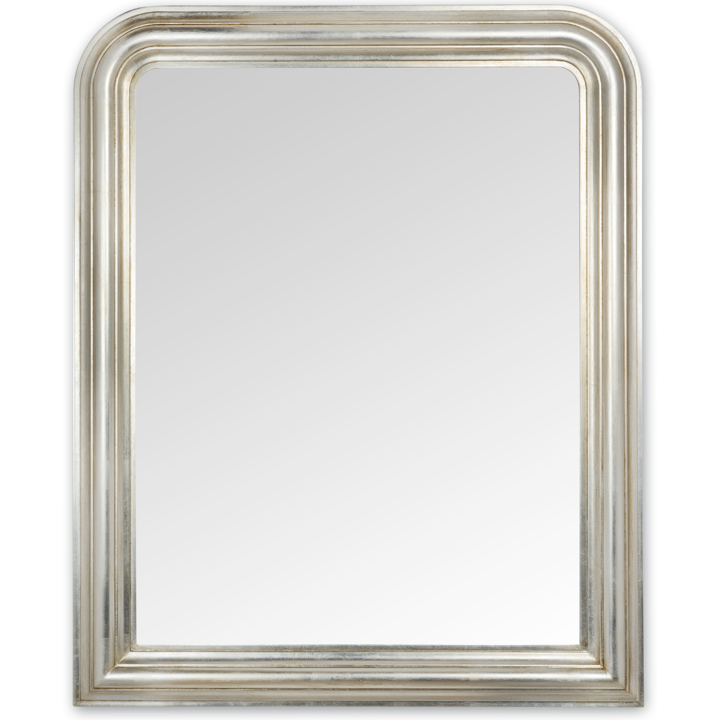 MO.WA Specchio da parete grande foglia argento antico in legno classico 83x111, Made in Italy #70