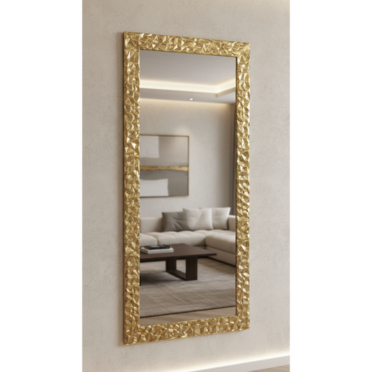 Gold leaf wall mirror 77x177 cm Wooden Frame, made in Italy MO.WA