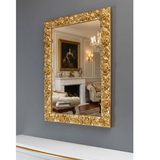 Gold leaf wall mirror 62x82 cm Wooden Frame, made in Italy MO.WA