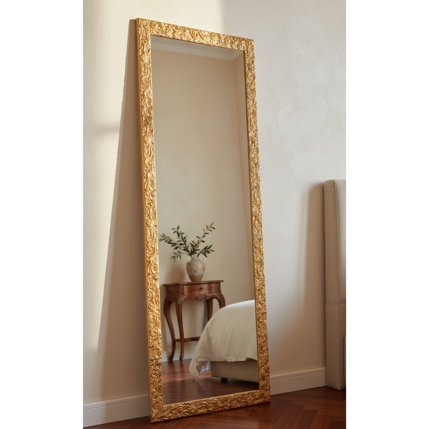 Specchio da Parete Cornice in Legno Oro Antico cm. 55x145. Made in Italy #FIOR163