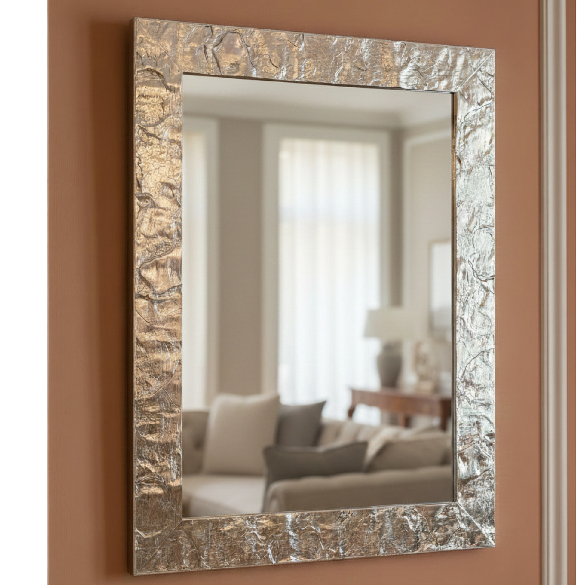 Silver wall mirror 65x85 cm Wooden Frame, made in Italy MO.WA
