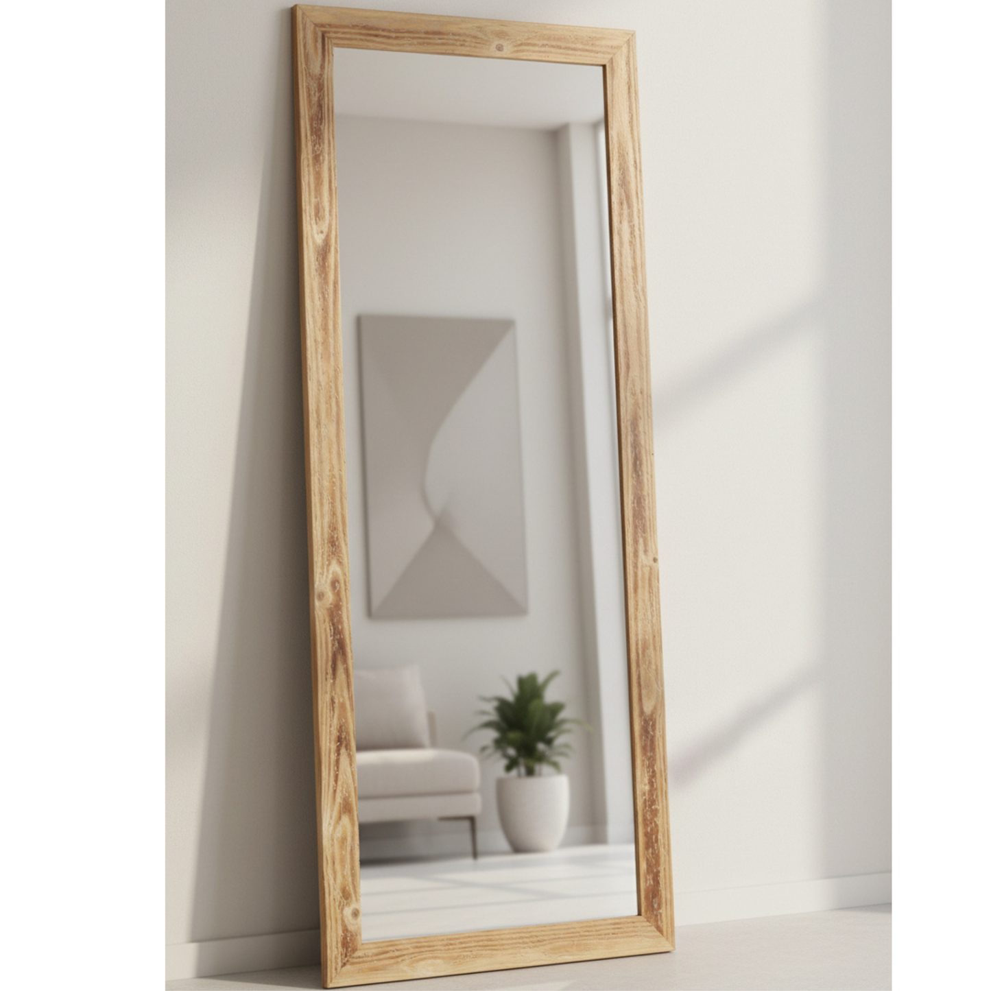 Specchio da Parete Cornice Rustica in Legno Abete 57x147 Finitura Naturale  Made in Italy #8090RID
