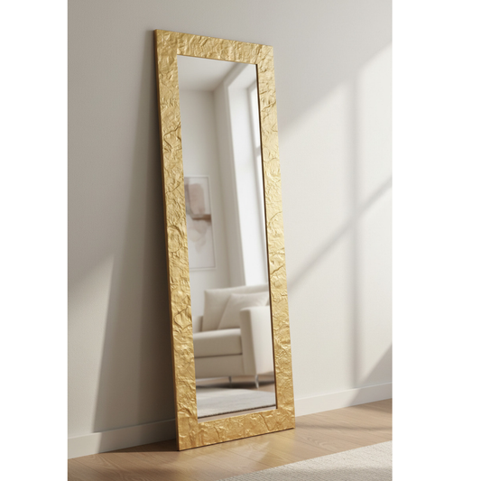 Gold wall mirror wooden frame 50x145  cm, made in Italy MO.WA