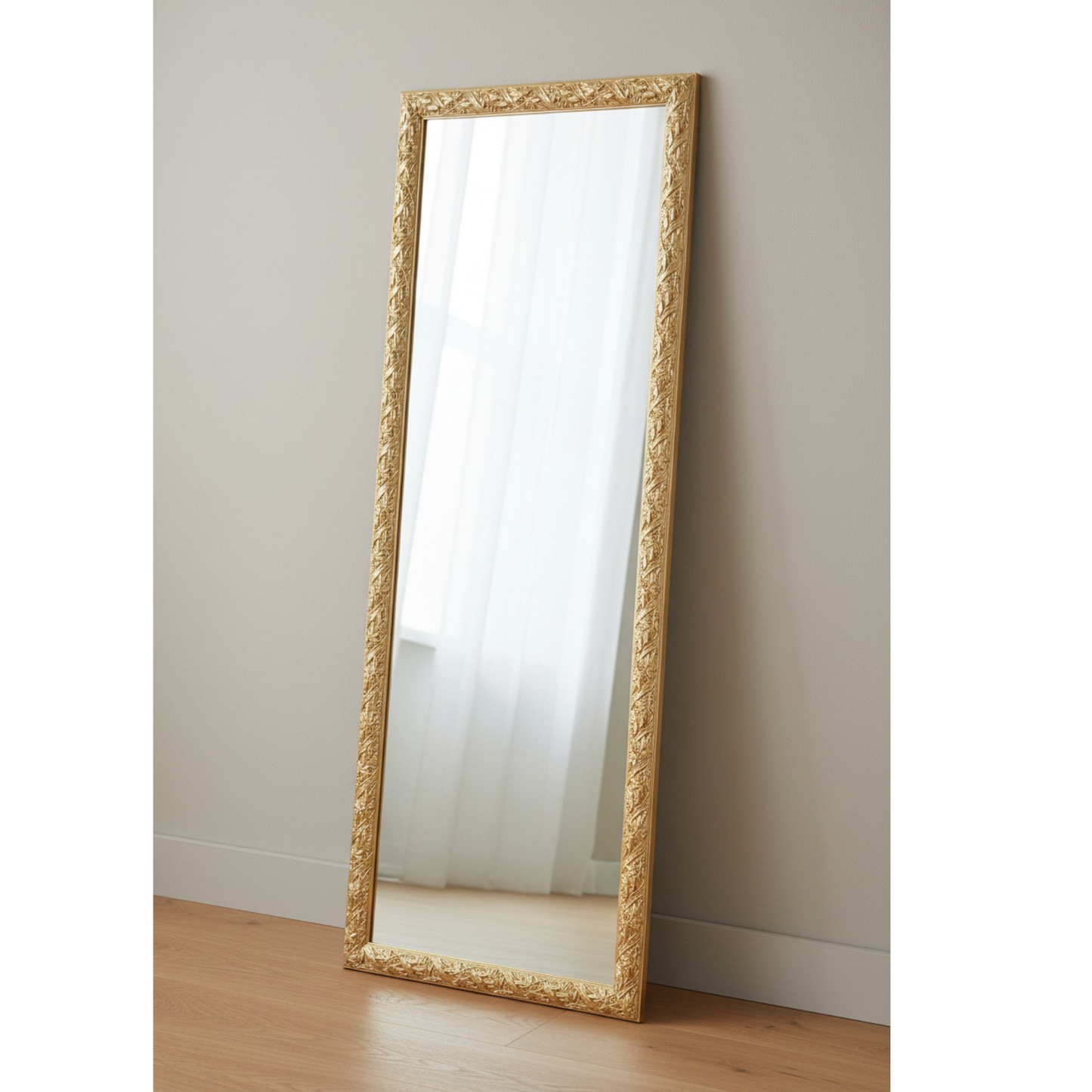 Specchio da Parete Oro Cornice in Legno Barocco cm. 55x145, Made in Italy  #908