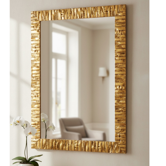 Gold wall mirror wooden frame 50x70  cm, made in Italy MO.WA