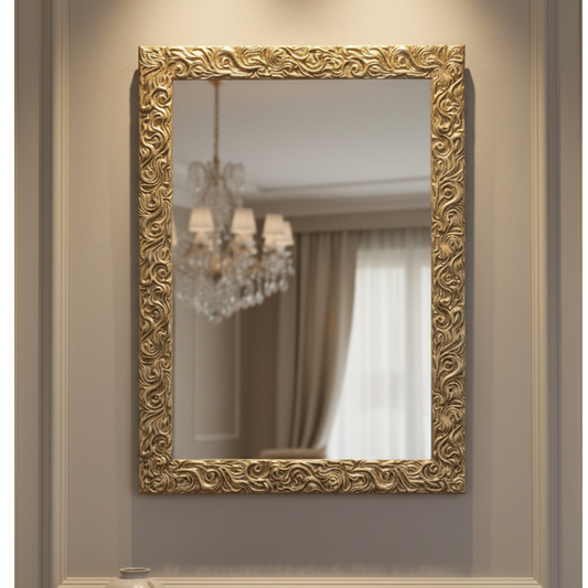 wall mirror rectangular antique silver 50x70 cm  wooden frame  made in Italy MO.WA