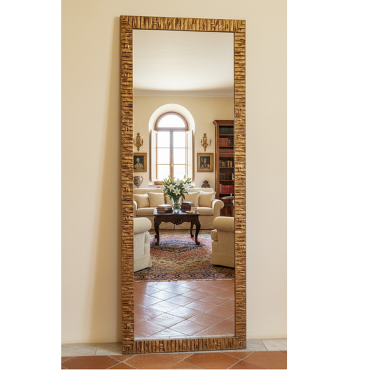Gold Antique wall mirror wooden frame 55x145  cm, made in Italy MO.WA