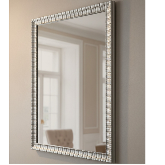 Silver Wall Mirror 58x78 cm wooden frame made in Italy MO.WA