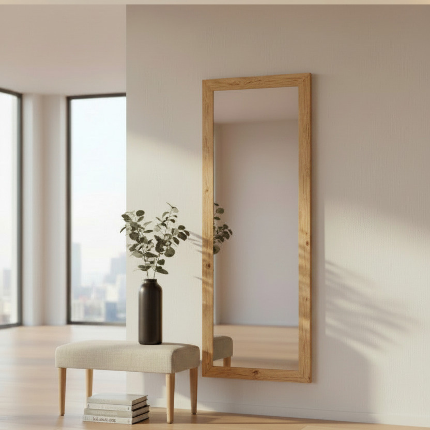 Specchio da Parete Cornice Rustica in Legno Abete 57x147 Finitura Naturale  Made in Italy #8090RID