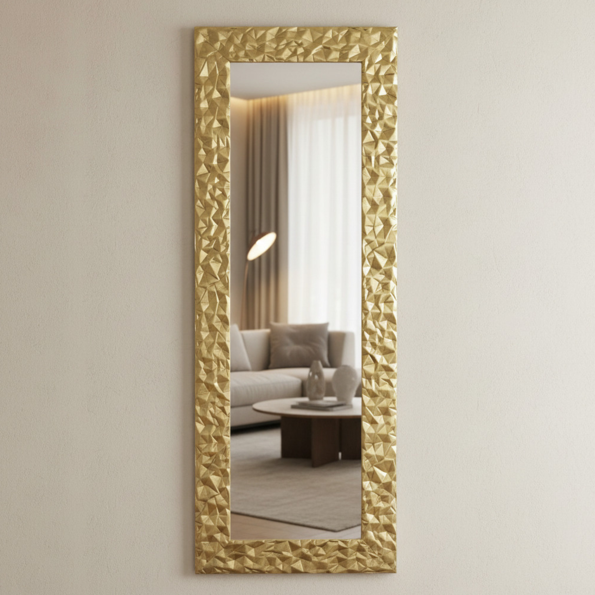 wall mirror gold leaf 52x147 cm  wooden frame  made in Italy MO.WA