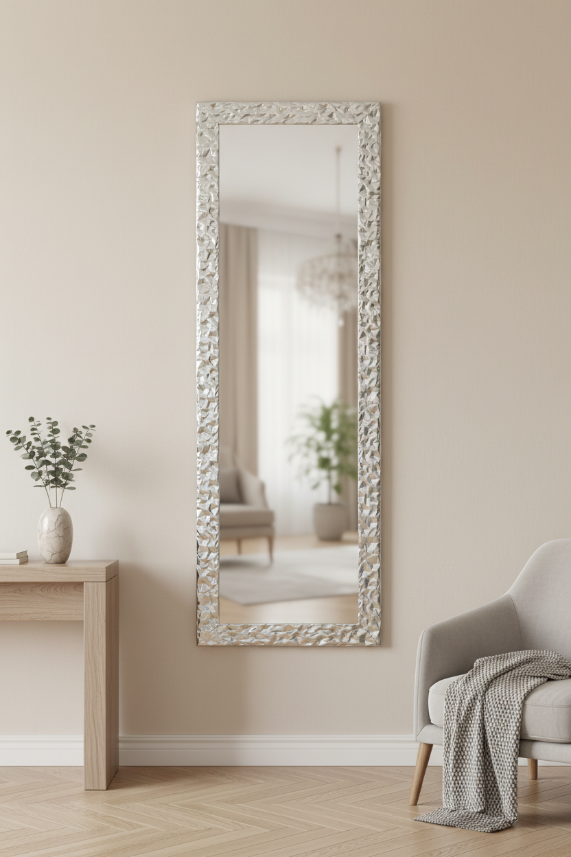 MO.WA Specchio da parete con cornice decorativa Made in Italy specchiera legno dorata oro 46x141 cm per ingresso corridoio camera da letto