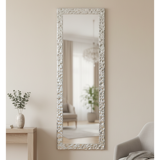Silver Wall Mirror 46x141 cm wooden Frame Made in Italy MO.WA