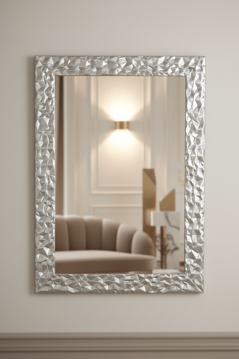 MO.WA Specchio da perete con cornice 51x71 Made in Italy Cornice in legno Oro Moderno camera da letto bagno Design