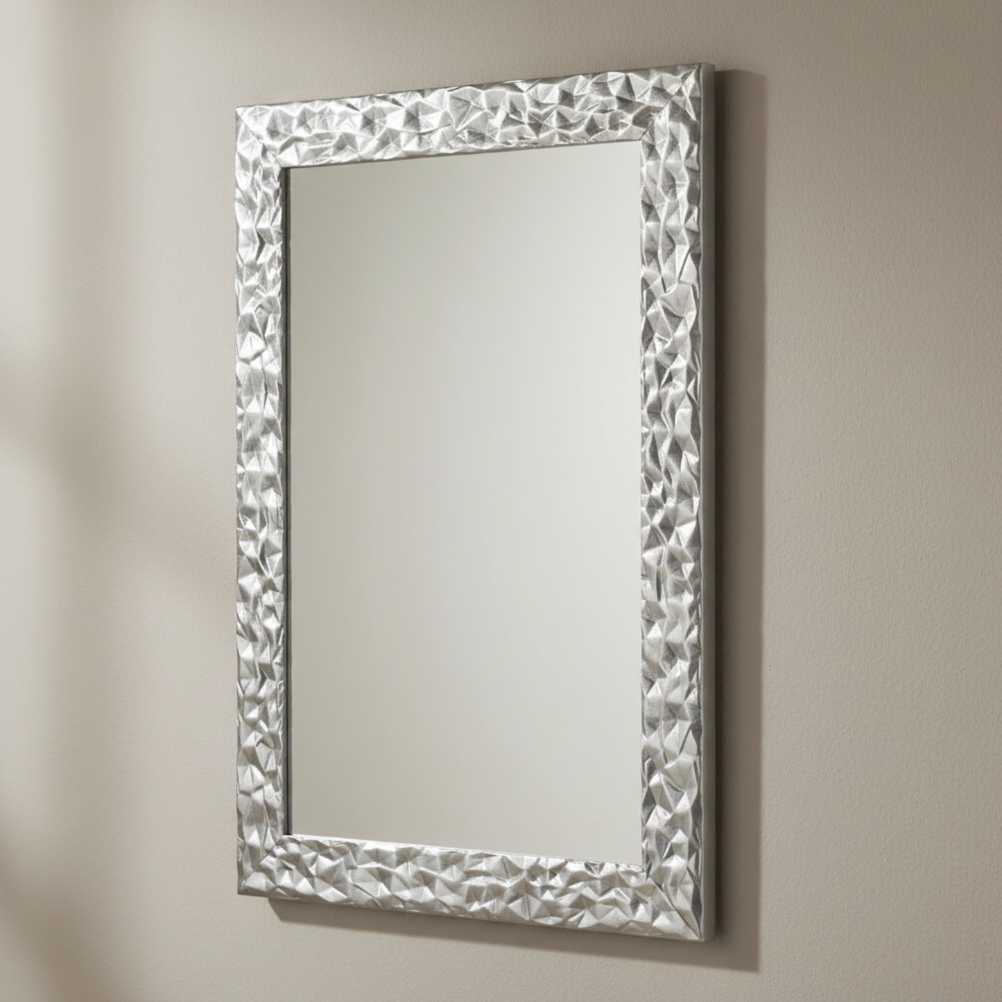 MO.WA Specchio da perete con cornice 51x71 Made in Italy Cornice in legno Argento Moderno camera da letto bagno Design