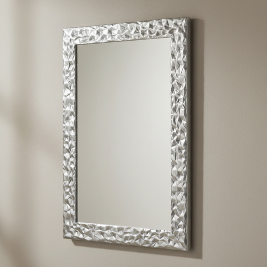 Silver Wall Mirror 51x71 cm. Wooden Frame made in italy MO.WA 