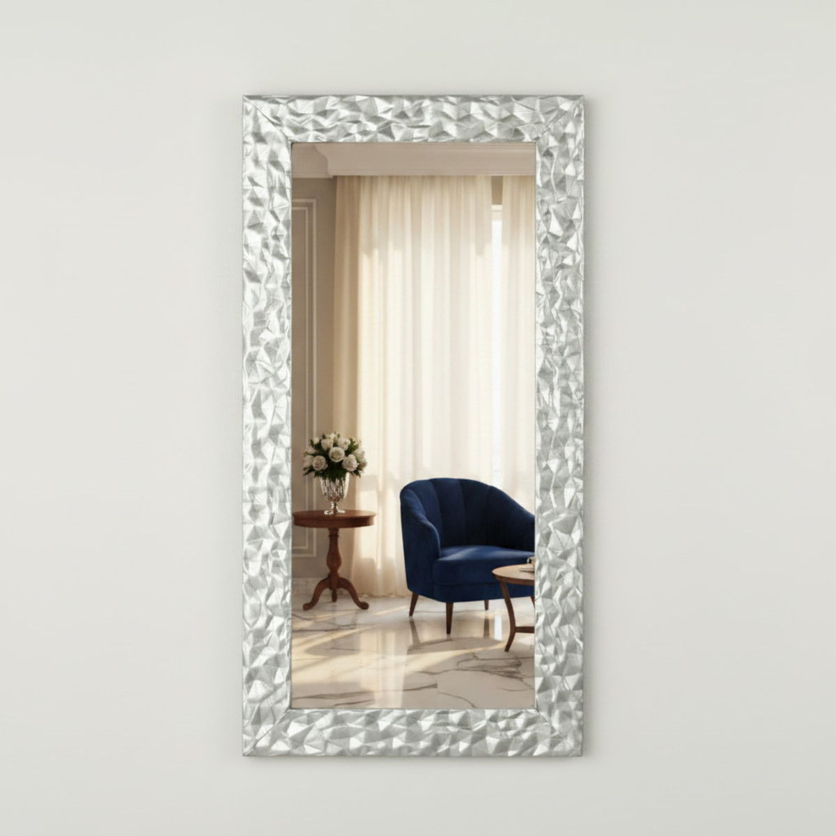 Silver wooden mirror cm. 40x80  